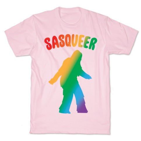 Sasqueer Parody White Print T-Shirt
